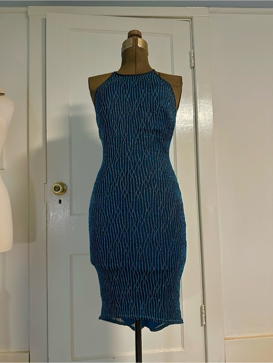 Gunne Sax Dresses & Skirts - Gunne Sax Black and Blue Glitter High-Low Disco Halter Dress 70s 90s Vintage